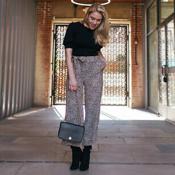 J. Crew Wide Leg Cropped Trouser in Leopard Size 10 - Picture 3 of 13